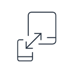 Phone and tablet connected by arrow icon